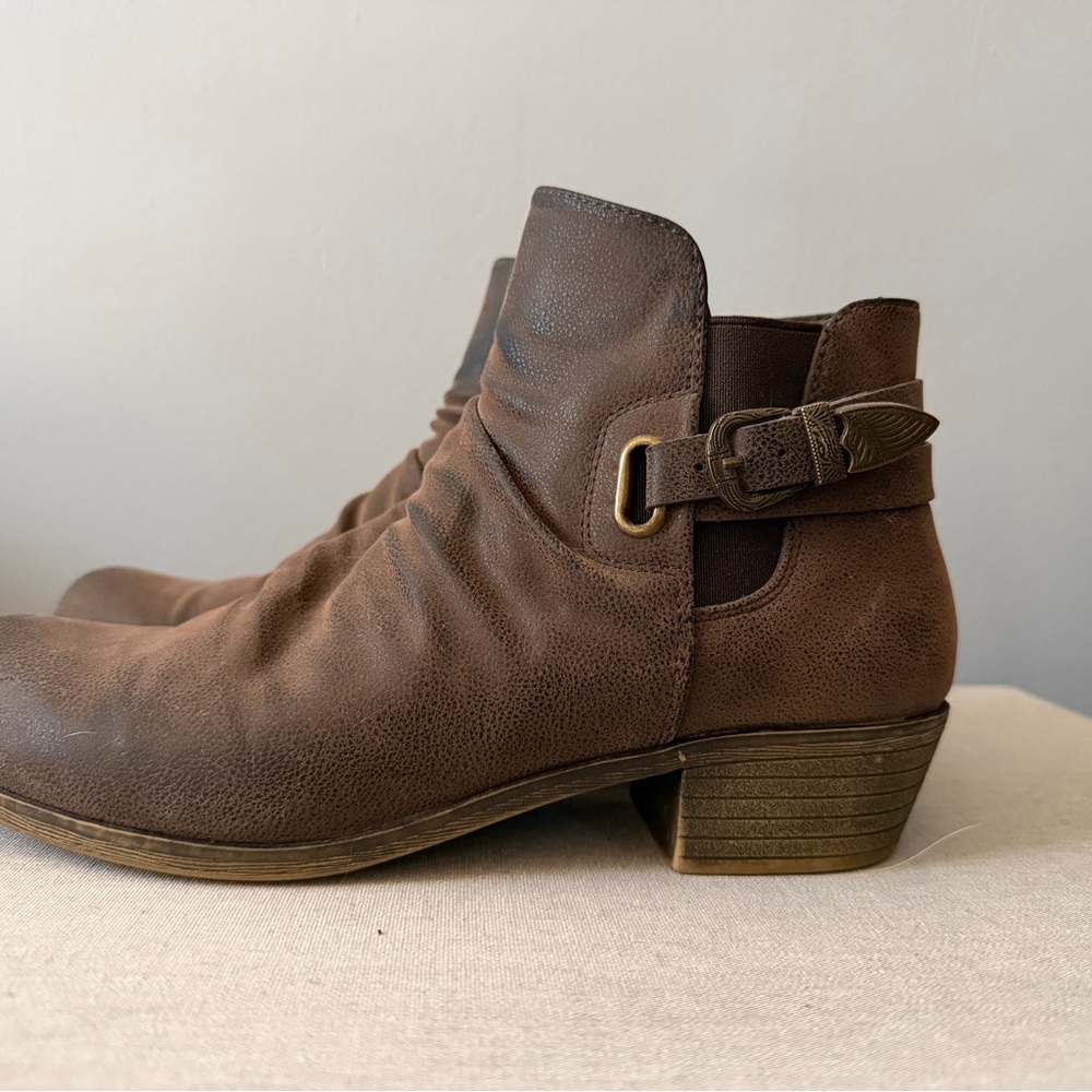 Elegant Brown Leather Ankle Booties